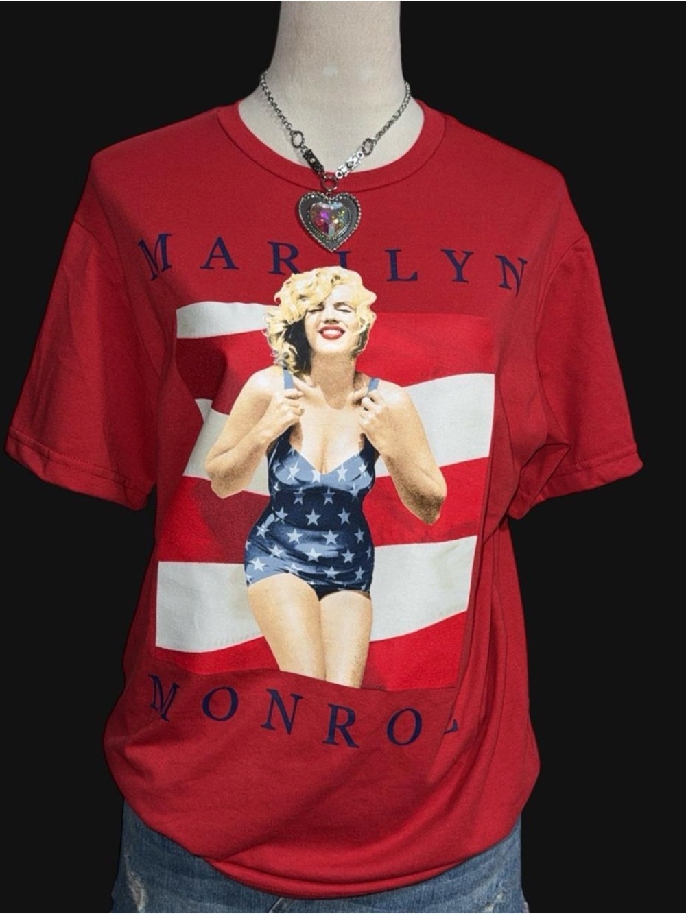Marilyn Monroe patriotic red top small new